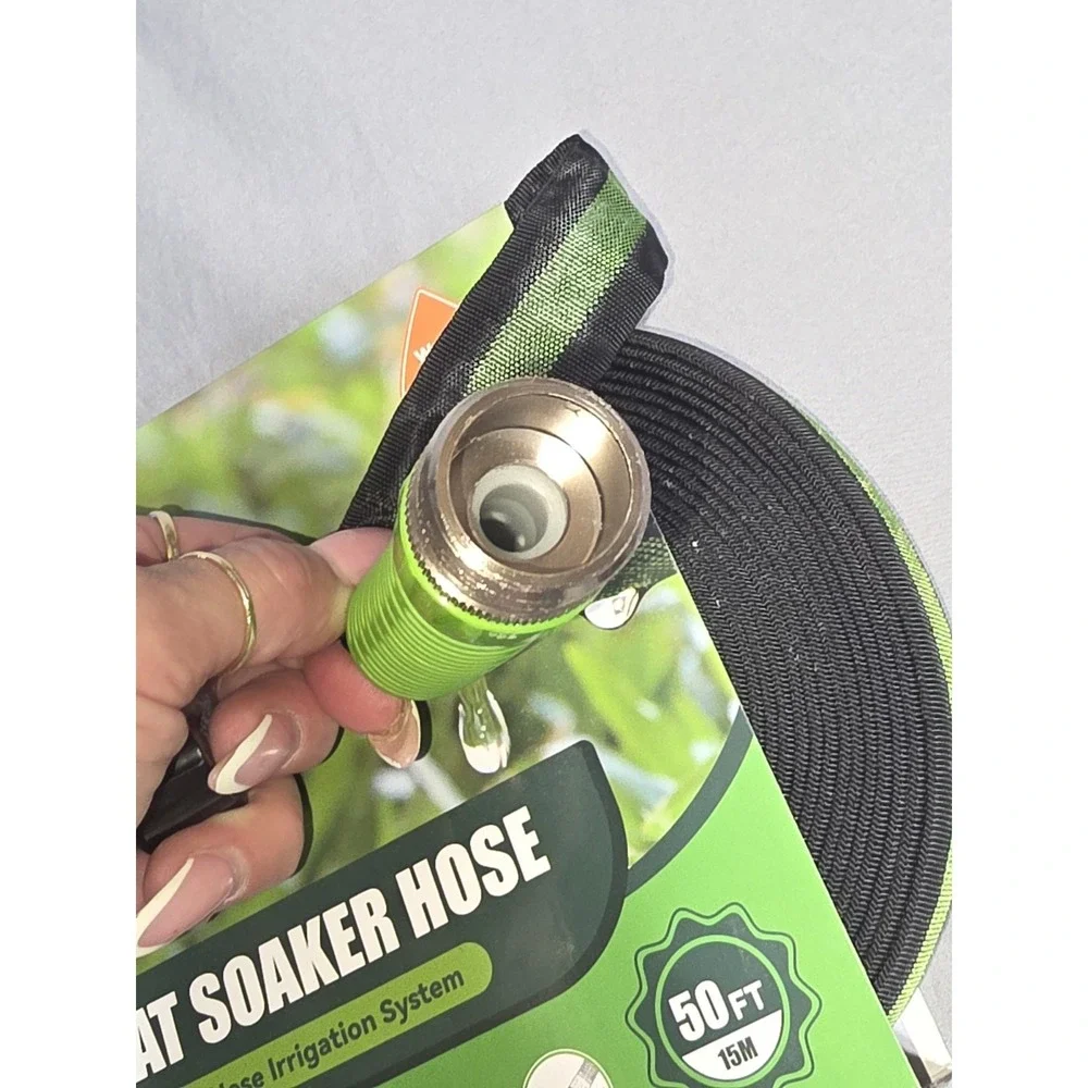 New Flat Soaker Hose 50FT for Garden Beds and Lawns, Drip Hose